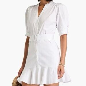 Veronica Beard 2 Molly Belted Mini Shirt Dress White